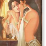 nayika-dressing-herselfbeautiful-nude-girl-mirror-image-oil-painting-on-canvas-o-p-gehan-c3022423